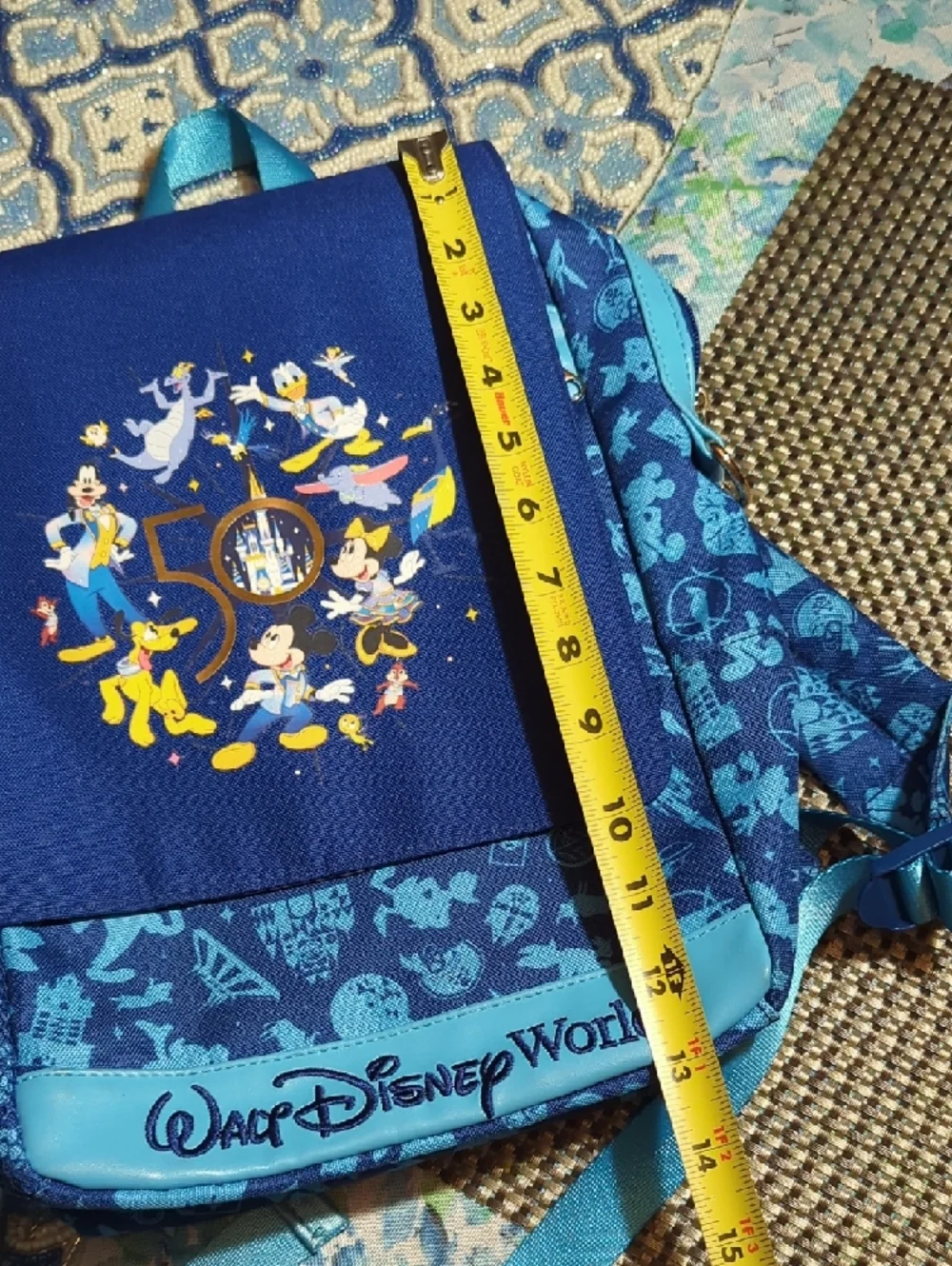 Disney Blue Walt Disney World 50th Anniversary Character Backpack